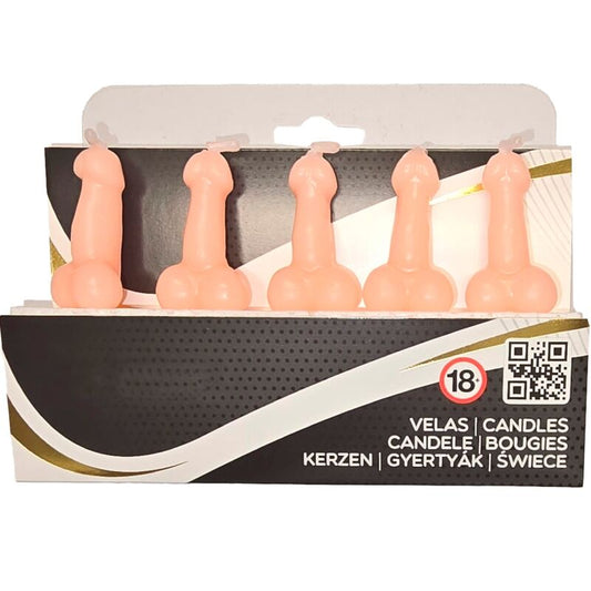 DIABLO PICANTE - BOX OF 5 FLESH PENIS - SHAPED CANDLES - Kink&Play