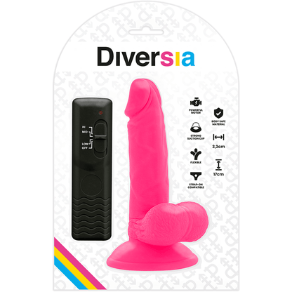 DIVERSIA - FLEXIBLE VIBRATING DILDO PINK 17 CM - O - 3.3 CM - Kink&Play