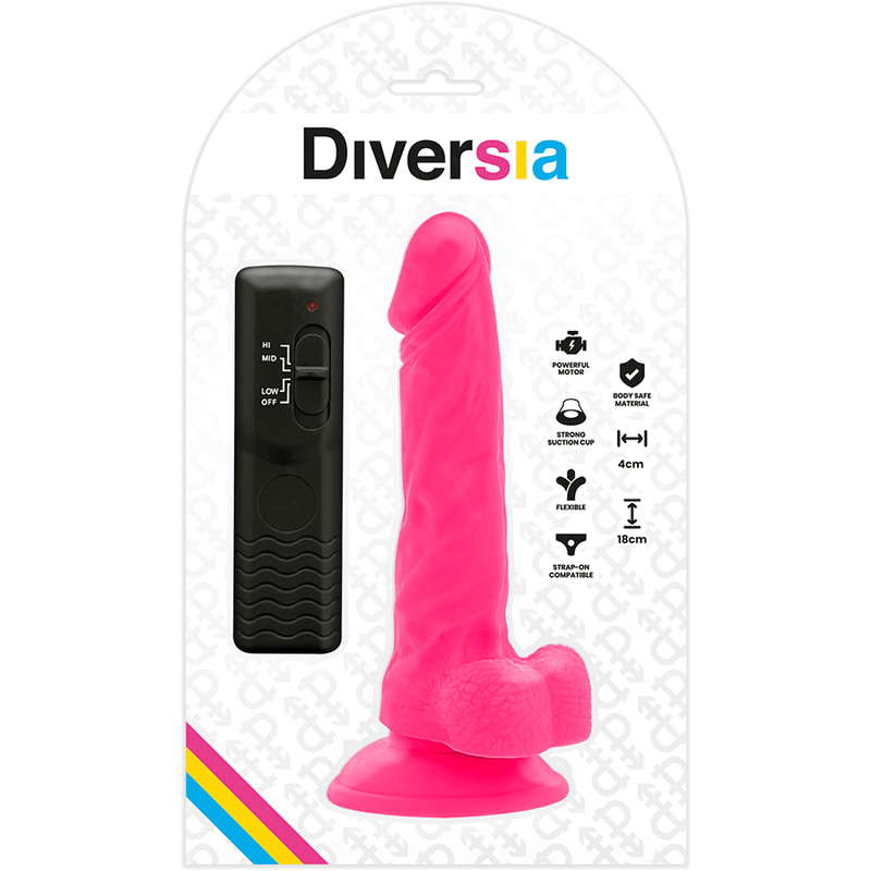 DIVERSIA - FLEXIBLE VIBRATING DILDO PINK 18 CM - O - 4 CM - Kink&Play