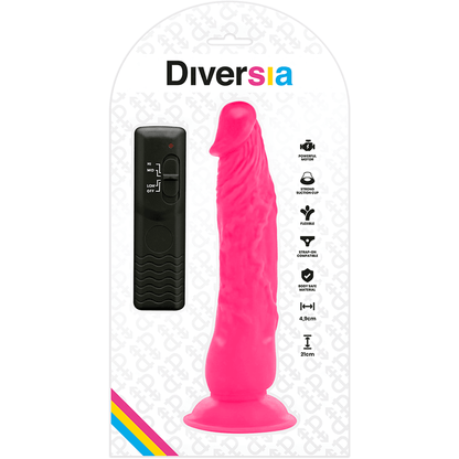 DIVERSIA - FLEXIBLE VIBRATING DILDO PINK 21 CM - O - 4.9 CM - Kink&Play