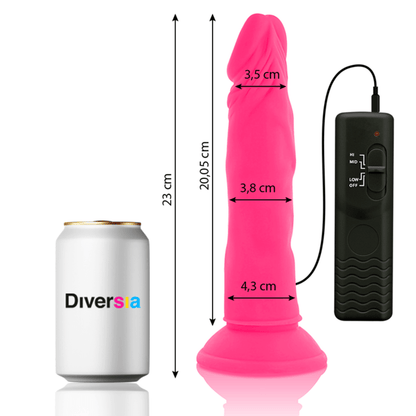 DIVERSIA - FLEXIBLE VIBRATING DILDO PINK 23 CM - O - 4.3 CM - Kink&Play