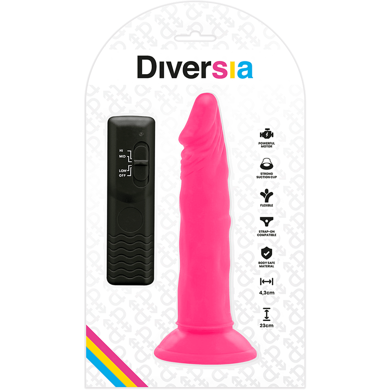 DIVERSIA - FLEXIBLE VIBRATING DILDO PINK 23 CM - O - 4.3 CM - Kink&Play