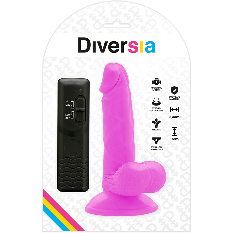 DIVERSIA - FLEXIBLE VIBRATING DILDO PURPLE 17 CM - O - 3.3 CM - Kink&Play