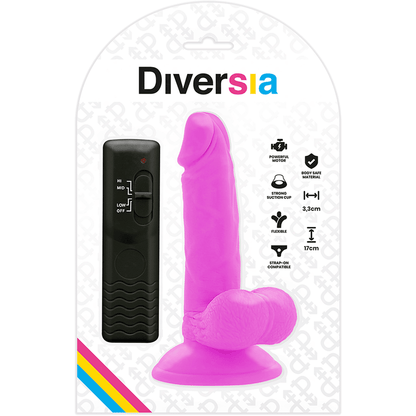 DIVERSIA - FLEXIBLE VIBRATING DILDO PURPLE 17 CM - O - 3.3 CM - Kink&Play
