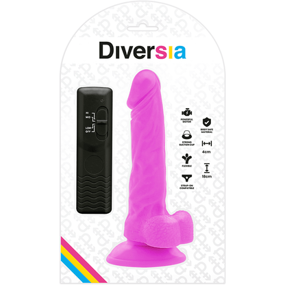 DIVERSIA - FLEXIBLE VIBRATING DILDO PURPLE 18 CM - O - 4 CM - Kink&Play