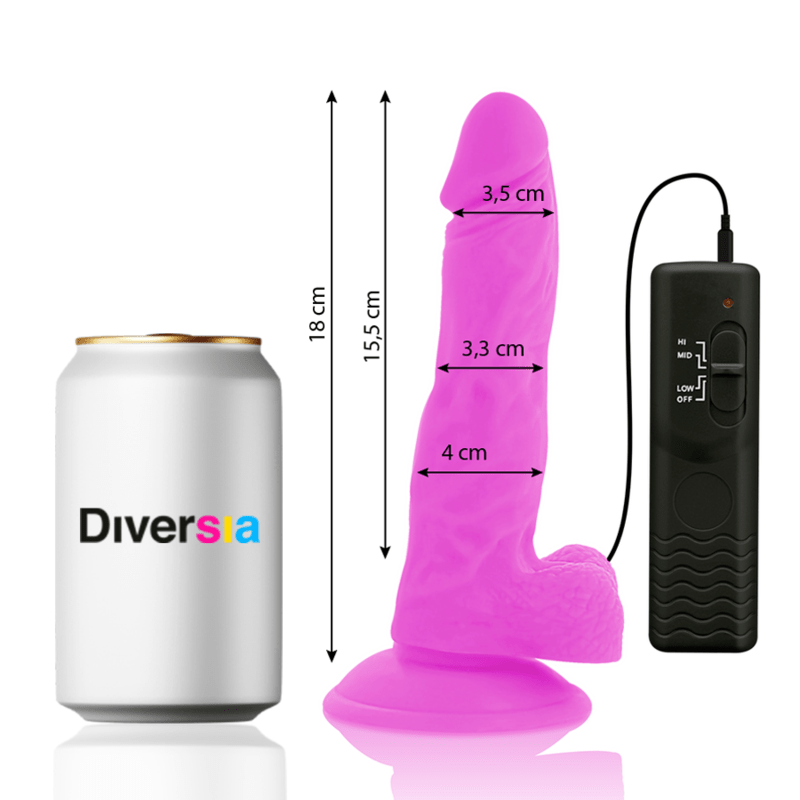 DIVERSIA - FLEXIBLE VIBRATING DILDO PURPLE 18 CM - O - 4 CM - Kink&Play