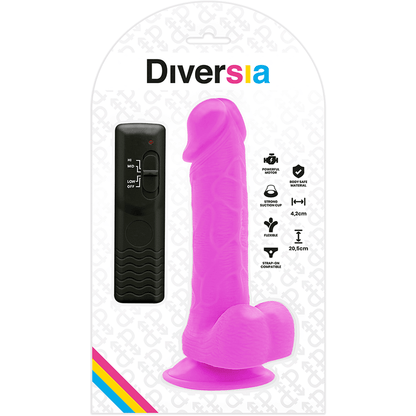 DIVERSIA - FLEXIBLE VIBRATING DILDO PURPLE 20.5 CM - O - 4.2 CM - Kink&Play