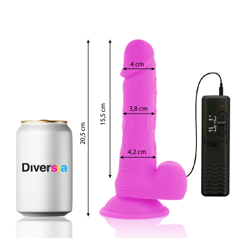DIVERSIA - FLEXIBLE VIBRATING DILDO PURPLE 20.5 CM - O - 4.2 CM - Kink&Play