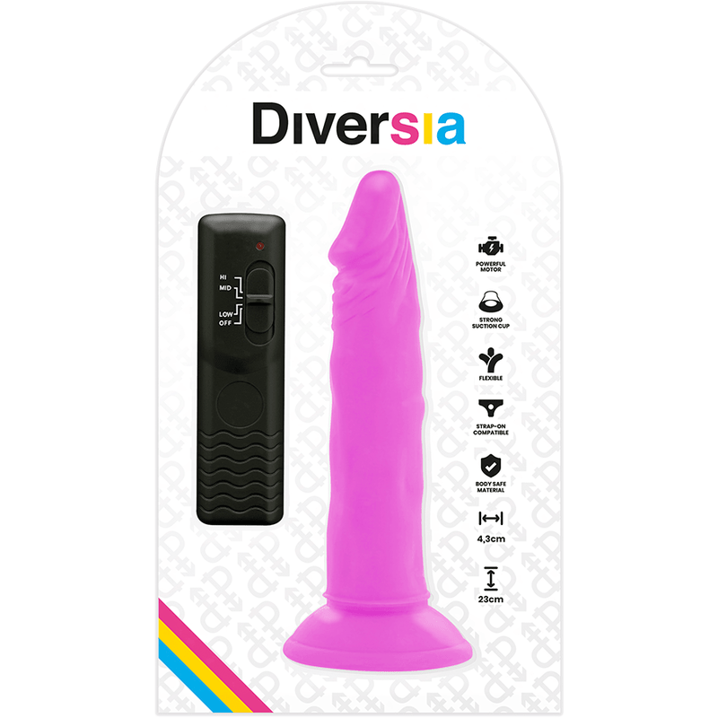 DIVERSIA - FLEXIBLE VIBRATING DILDO PURPLE 23 CM - O - 4.3 CM - Kink&Play