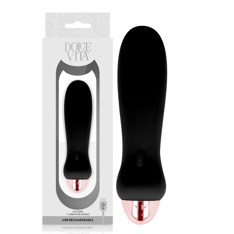 DOLCE VITA - RECHARGEABLE VIBRATOR FIVE BLACK 7 SPEEDS - Kink&Play