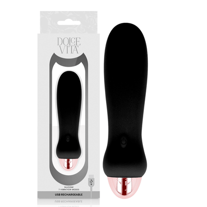DOLCE VITA - RECHARGEABLE VIBRATOR FIVE BLACK 7 SPEEDS - Kink&Play