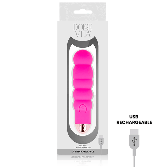 DOLCE VITA - RECHARGEABLE VIBRATOR SIX PINK 7 SPEEDS - Kink&Play