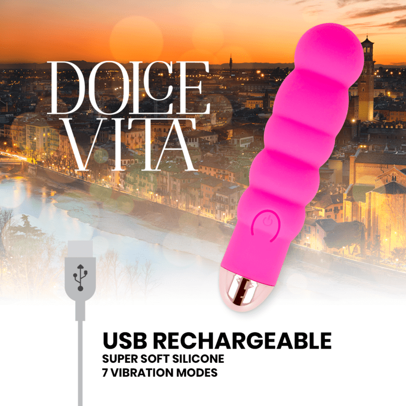 DOLCE VITA - RECHARGEABLE VIBRATOR SIX PINK 7 SPEEDS - Kink&Play