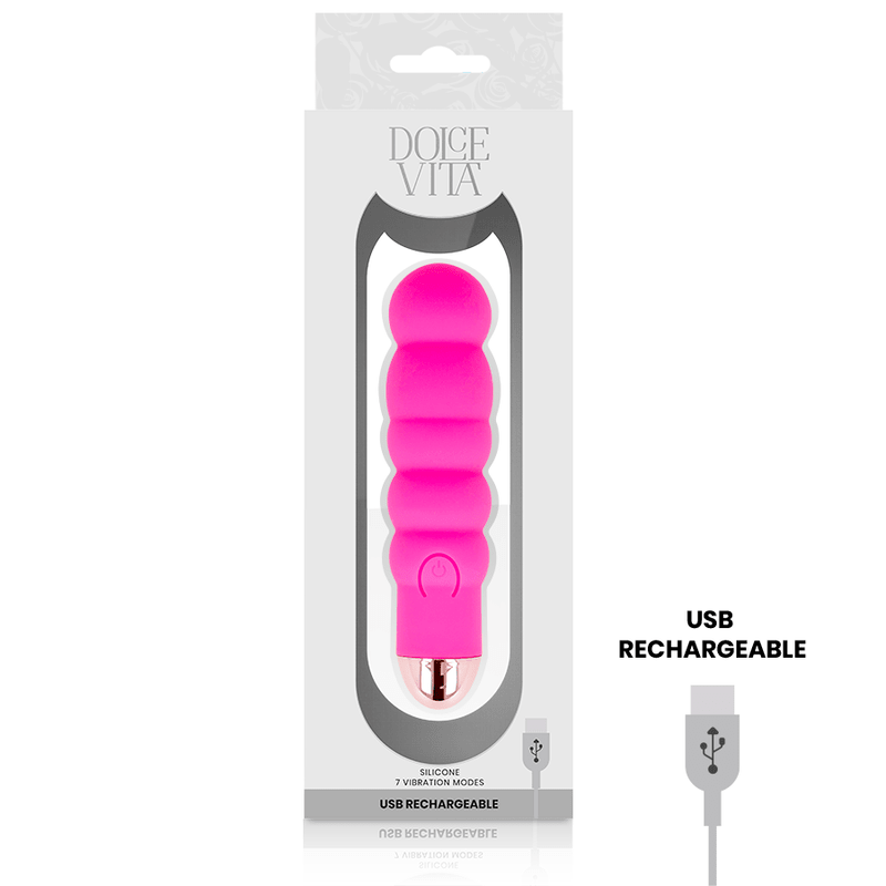 DOLCE VITA - RECHARGEABLE VIBRATOR SIX PINK 7 SPEEDS - Kink&Play