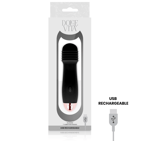 DOLCE VITA - RECHARGEABLE VIBRATOR THREE BLACK 7 SPEED - Kink&Play