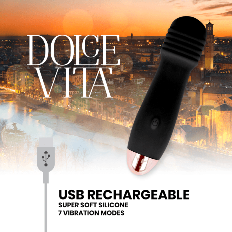 DOLCE VITA - RECHARGEABLE VIBRATOR THREE BLACK 7 SPEED - Kink&Play