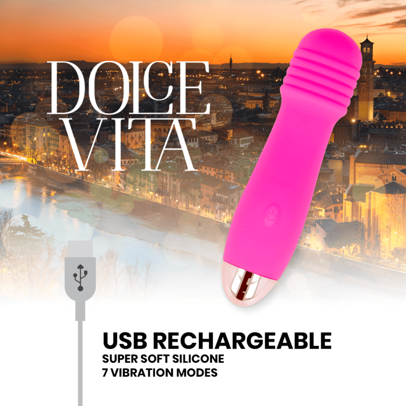 DOLCE VITA - RECHARGEABLE VIBRATOR THREE PINK 7 SPEEDS - Kink&Play