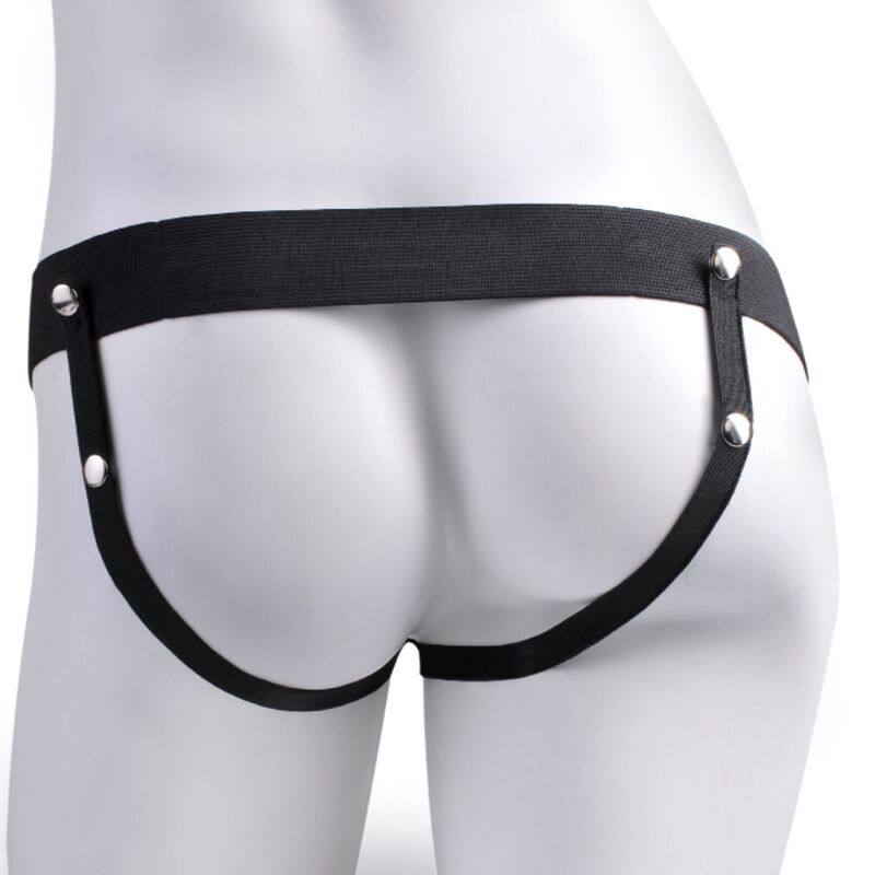 FETISH FANTASY SERIES - ADJUSTABLE HARNESS REALISTIC PENIS WITH BALLS RECHARGEABLE AND VIBRATOR 17.8 CM - Kink&Play