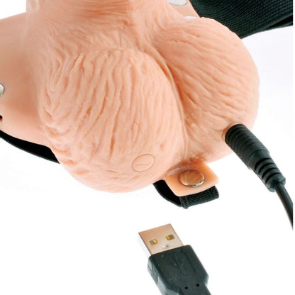 FETISH FANTASY SERIES - ADJUSTABLE HARNESS REMOTE CONTROL REALISTIC PENIS WITH RECHARGEABLE TESTICLES AND VIBRATOR 15 CM - Kink&Play
