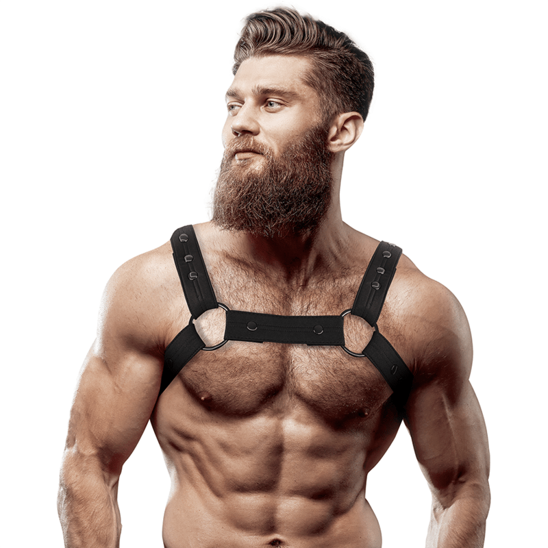 FETISH SUBMISSIVE ATTITUDE - ADJUSTABLE NEOPRENE CHEST SPORTS HARNESS FOR MEN - Kink&Play
