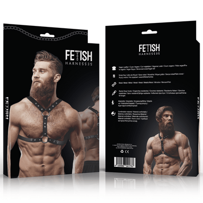 FETISH SUBMISSIVE ATTITUDE - ECO - LEATHER CHEST HARNESS WITH DOUBLE SUPPORT AND STUDS FOR MEN - Kink&Play