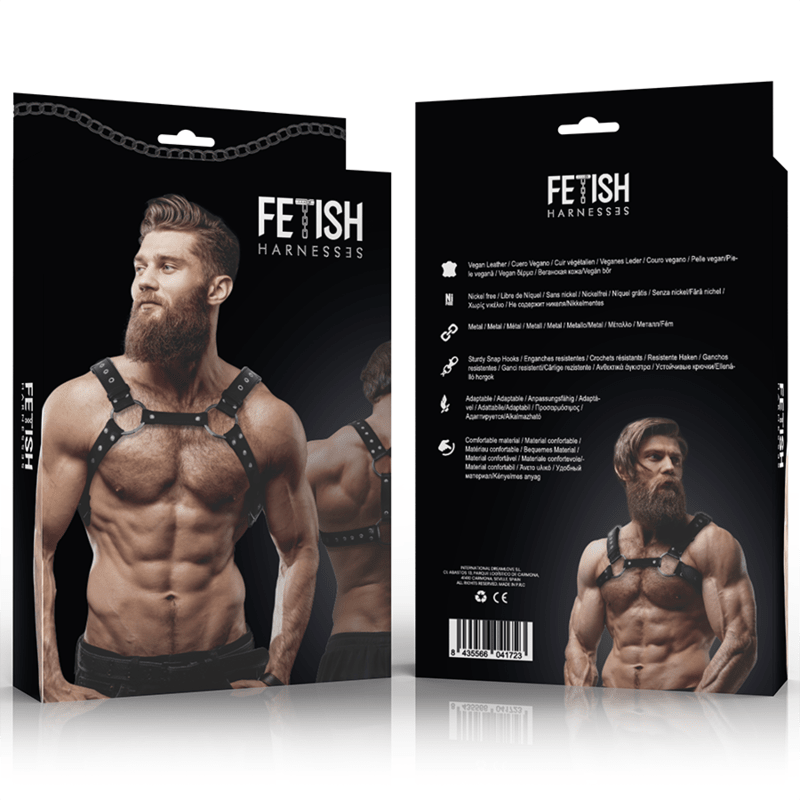 FETISH SUBMISSIVE ATTITUDE - MENS ECO - LEATHER CHEST HARNESS WITH STUDS - Kink&Play