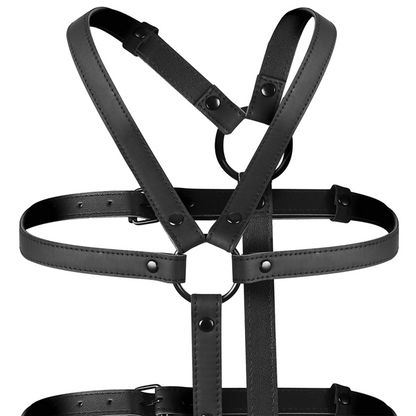 FETISH SUBMISSIVE BONDAGE - ADJUSTABLE HARNESS TORSO AND ARMS - Kink&Play