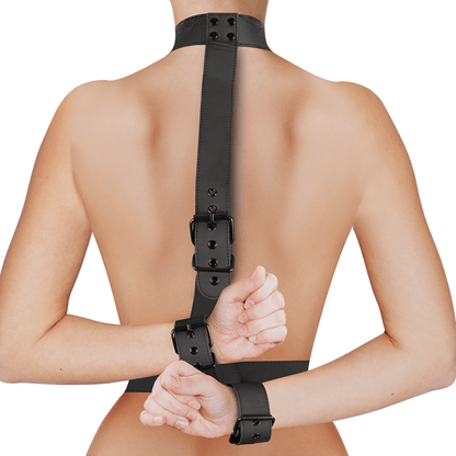 FETISH SUBMISSIVE BONDAGE - COLLAR & WRIST CUFFS BODY RESTRAINT SET - Kink&Play