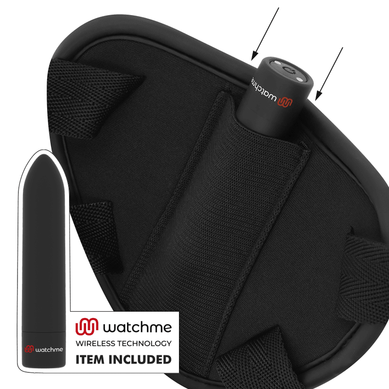 FETISH SUBMISSIVE CYBER STRAP - HARNESS WITH DILDO AND BULLET REMOTE CONTROL WATCHME L TECHNOLOGY - Kink&Play