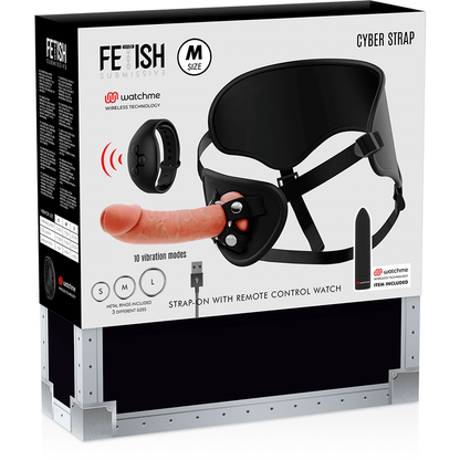 FETISH SUBMISSIVE CYBER STRAP - HARNESS WITH DILDO AND BULLET REMOTE CONTROL WATCHME M TECHNOLOGY - Kink&Play