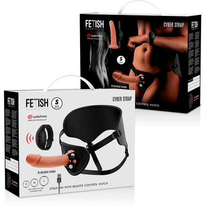 FETISH SUBMISSIVE CYBER STRAP - HARNESS WITH REMOTE CONTROL DILDO WATCHME S TECHNOLOGY - Kink&Play