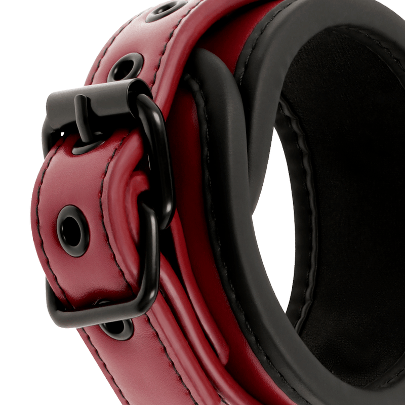 FETISH SUBMISSIVE DARK ROOM - VEGAN LEATHER ANKLE HANDCUFFS WITH NEOPRENE LINING - Kink&Play