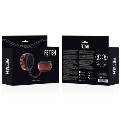 FETISH SUBMISSIVE DARK ROOM - VEGAN LEATHER HANDCUFFS WITH NEOPRENE LINING - Kink&Play