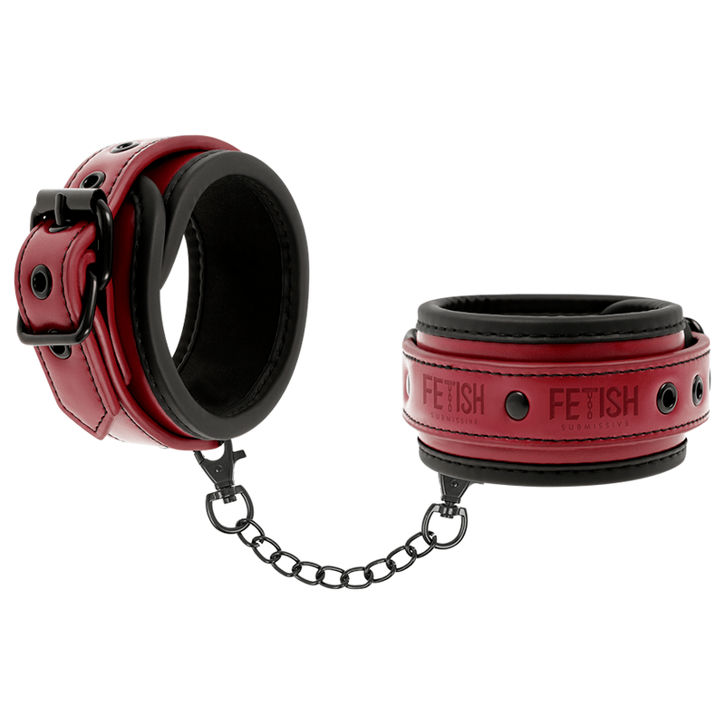 FETISH SUBMISSIVE DARK ROOM - VEGAN LEATHER HANDCUFFS WITH NEOPRENE LINING - Kink&Play