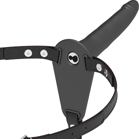 FETISH SUBMISSIVE HARNESS - BLACK SILICONE VIBRATOR 15 CM - Kink&Play