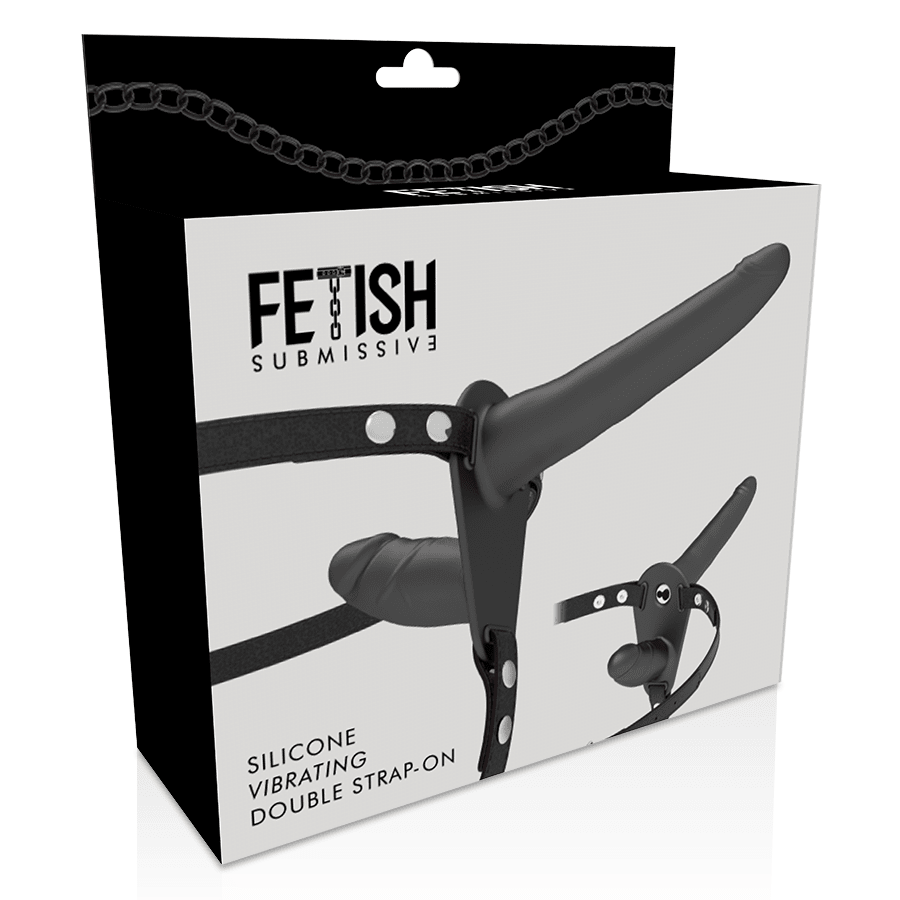 FETISH SUBMISSIVE HARNESS - DOUBLE PENETRATION BLACK VIBRATOR - Kink&Play