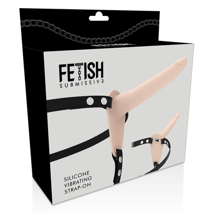 FETISH SUBMISSIVE HARNESS - FLESH SILICONE VIBRATOR 15 CM - Kink&Play