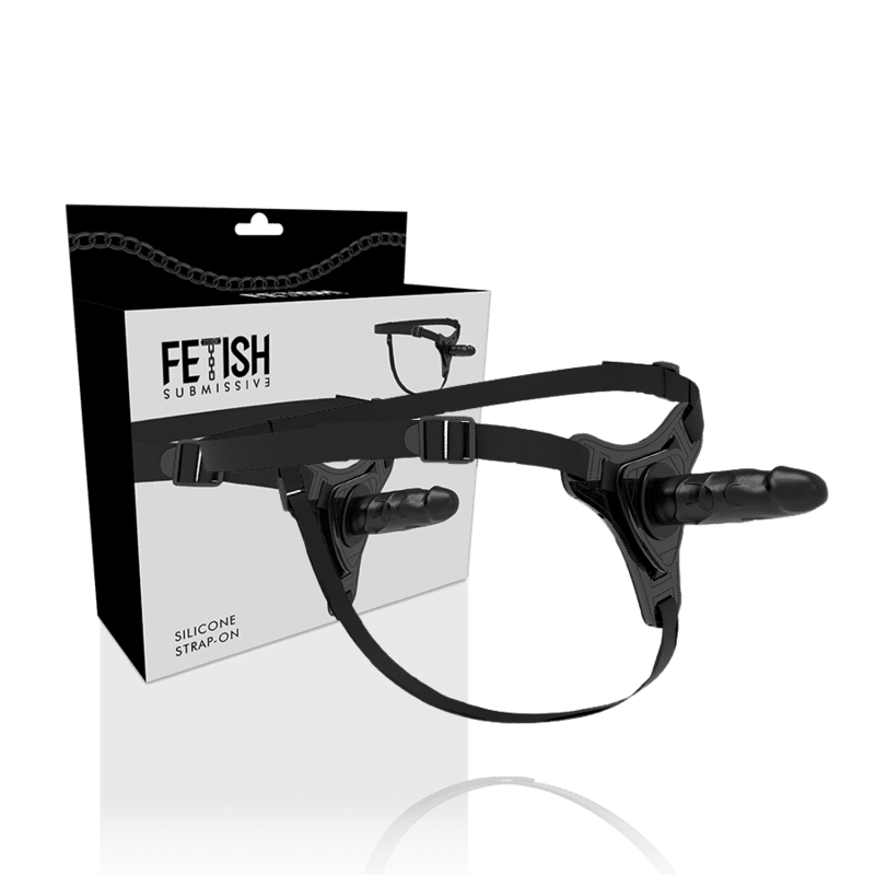 FETISH SUBMISSIVE HARNESS - REALISTIC BLACK SILICONE 15 CM - Kink&Play