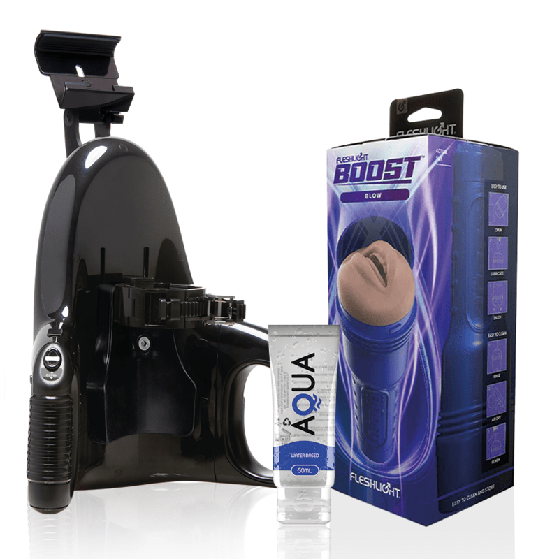 FLESHLIGHT - BLOW LM FLESH RP + UNIVERSAL LAUNCH + AQUA QUALITY LUBRICANT 50 ML - Kink&Play