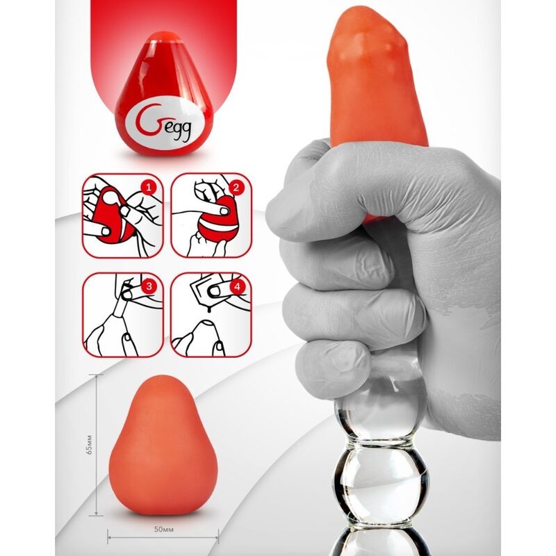 G - VIBE - REUSABLE TEXTURED MASTURBATOR EGG RED - Kink&Play