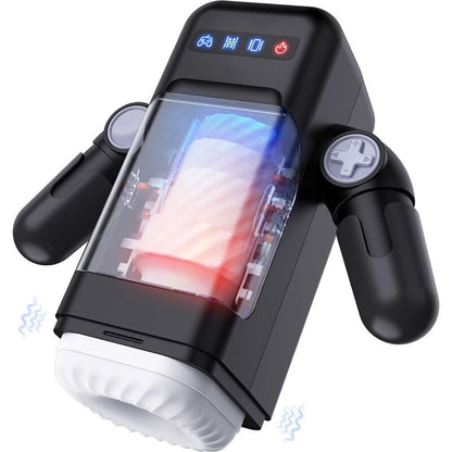 GAME CUP - THRUSTING VIBRATION MASTURBATOR WITH HEATING FUNCTION AND MOBILE SUPPORT - BLACK - Kink&Play