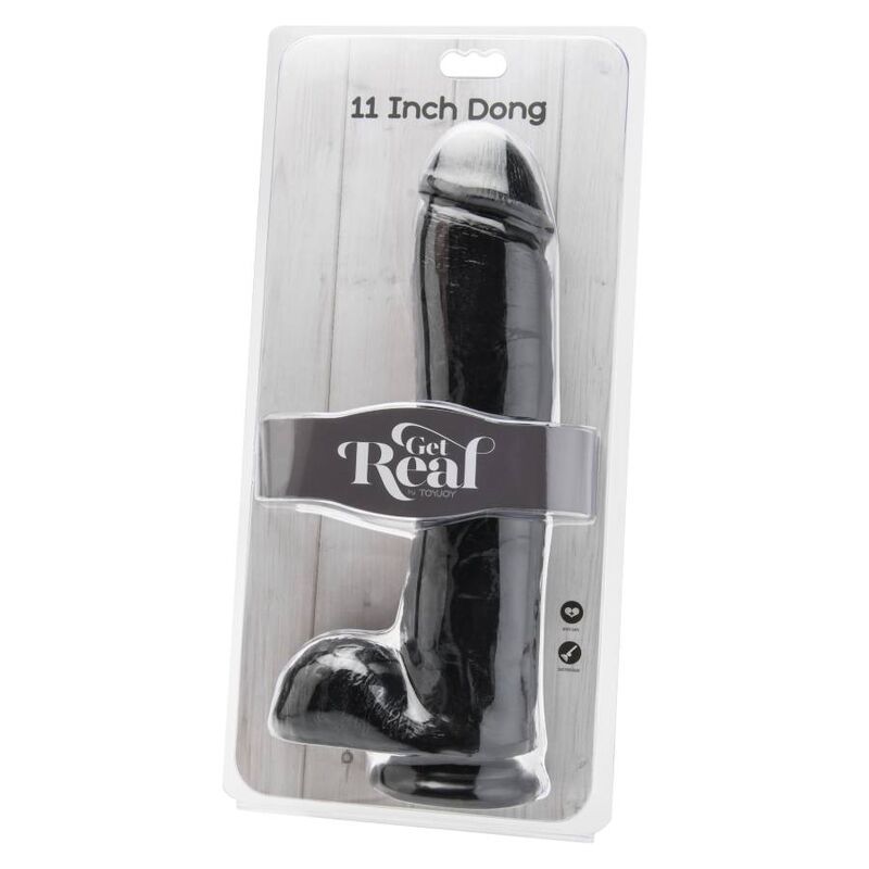 GET REAL - DILDO 28 CM WITH BALLS BLACK - Kink&Play