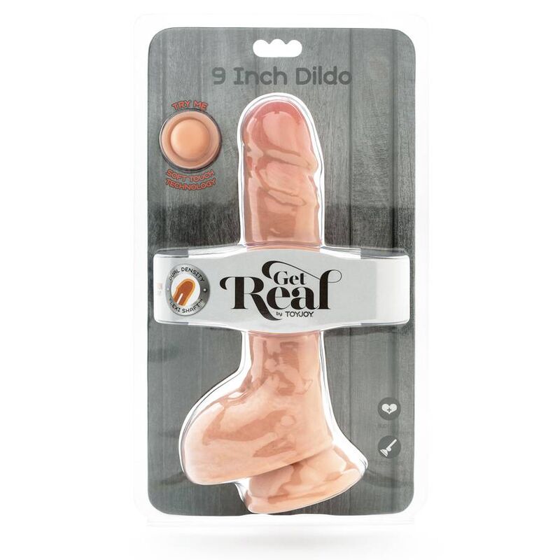 GET REAL - DUAL DENSITY DILDO 25,5 CM BALLS SKIN - Kink&Play