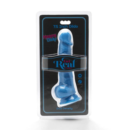 GET REAL - HAPPY DICKS 19 CM WITH BALLS BLUE - Kink&Play