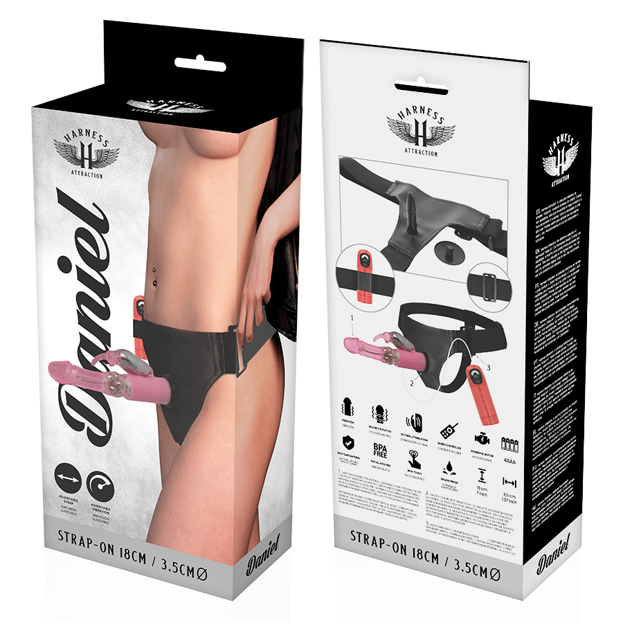 HARNESS ATTRACTION - RNES DANIEL WITH VIBRATION AND ROTATION 18 CM - O - 3.5 CM - Kink&Play