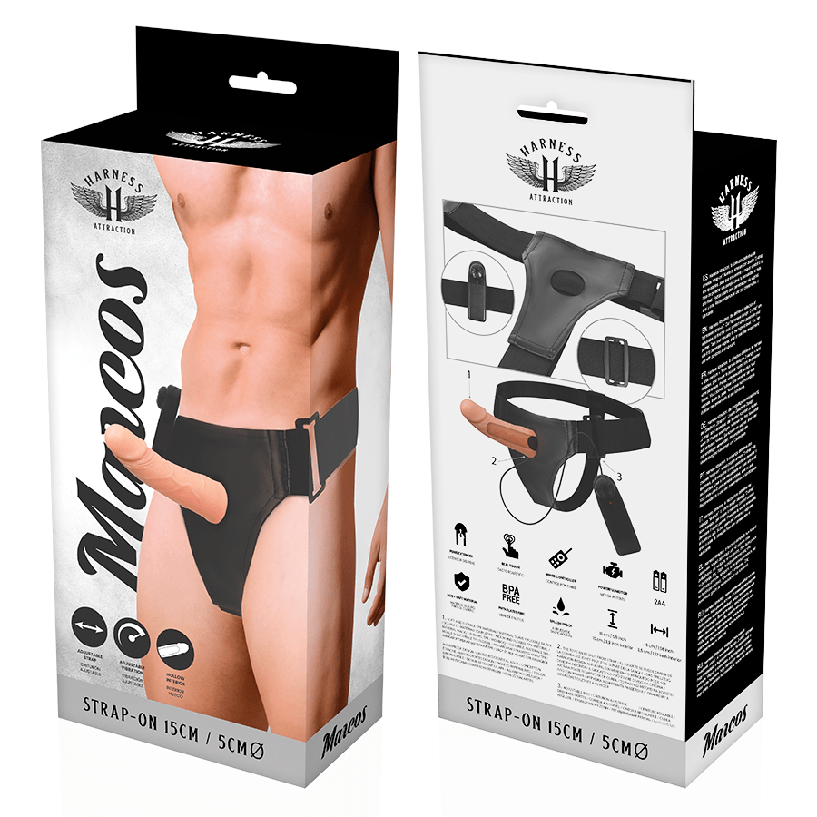 HARNESS ATTRACTION - RNES HOLLOW FRAMES WITH VIBRATOR 15 CM - O - 5 CM - Kink&Play