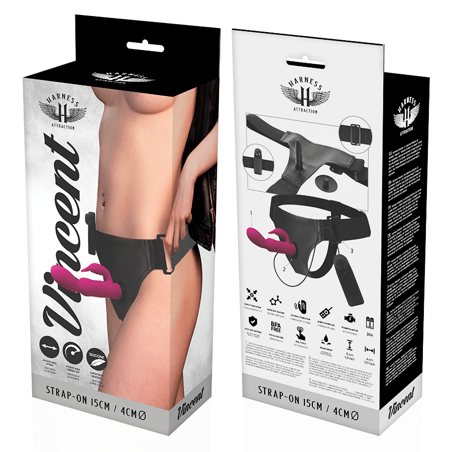 HARNESS ATTRACTION - RNES VIBRATOR RABBIT VINCENT 15 CM - O - 4 CM - Kink&Play