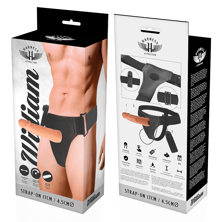 HARNESS ATTRACTION - WILLIAN HOLLOW RNES WITH VIBRATOR 17 CM - O - 4.5 CM - Kink&Play