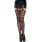 LEG AVENUE - SCROLL LACE GARTER BELT STOCKINGS ONE SIZE