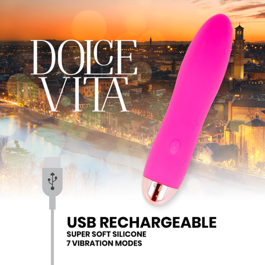 DOLCE VITA - UPPLADDNINGSBAR VIBRATOR FYRA ROSA 7 HASTIGHETER